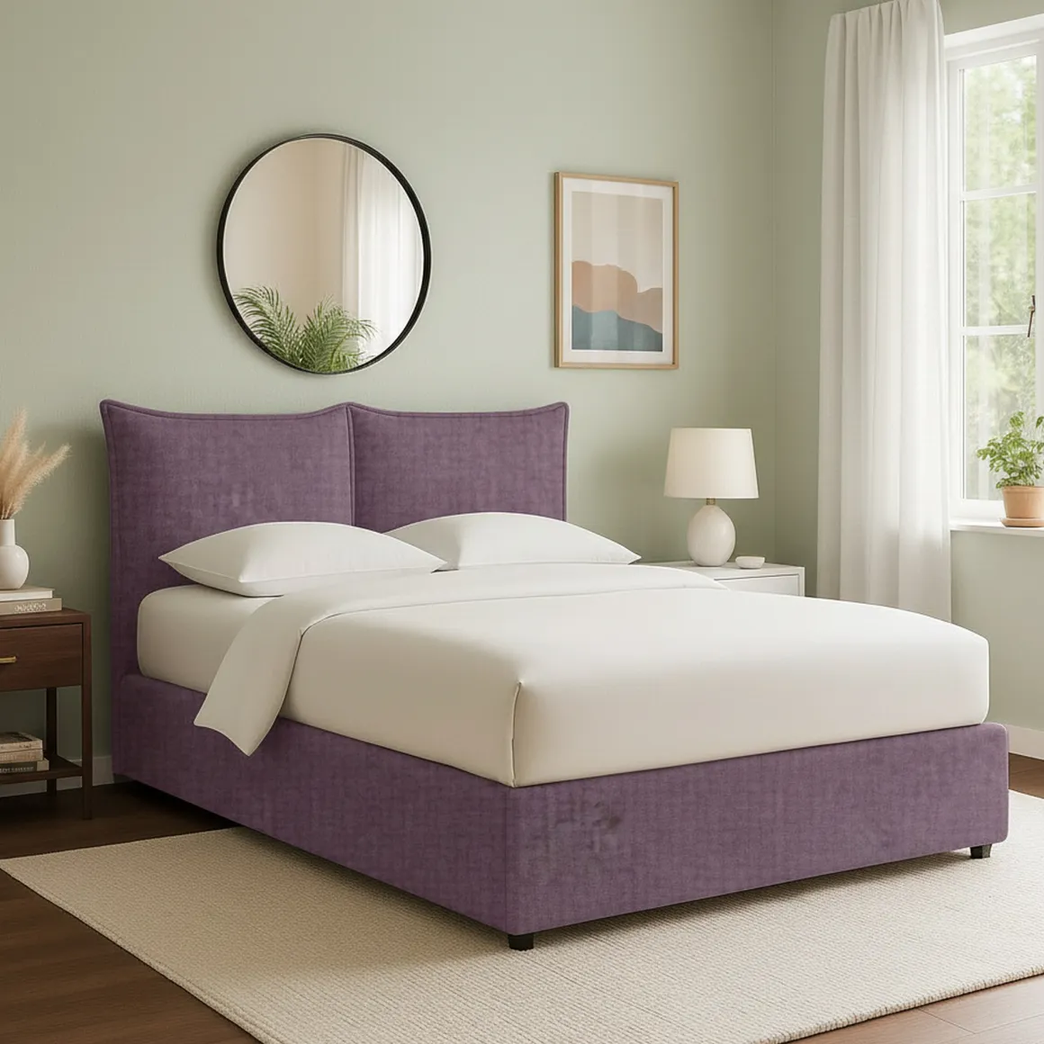 Letto Singolo Viola Lilla Sfoderabile Contenitore, Dimensione Materasso 90x200 cm - Lapedona