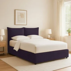 Letti Contenitore|Letti Singoli > Dmora Letto Singolo Sfoderabile Contenitore, Dimensione Materasso 90x200 cm - Maccagno Viola