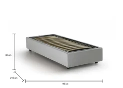 Letto una piazza con contenitore bianco 95x215 - Artesh