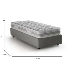 Letto una piazza con contenitore grigio 95x215 - Avova