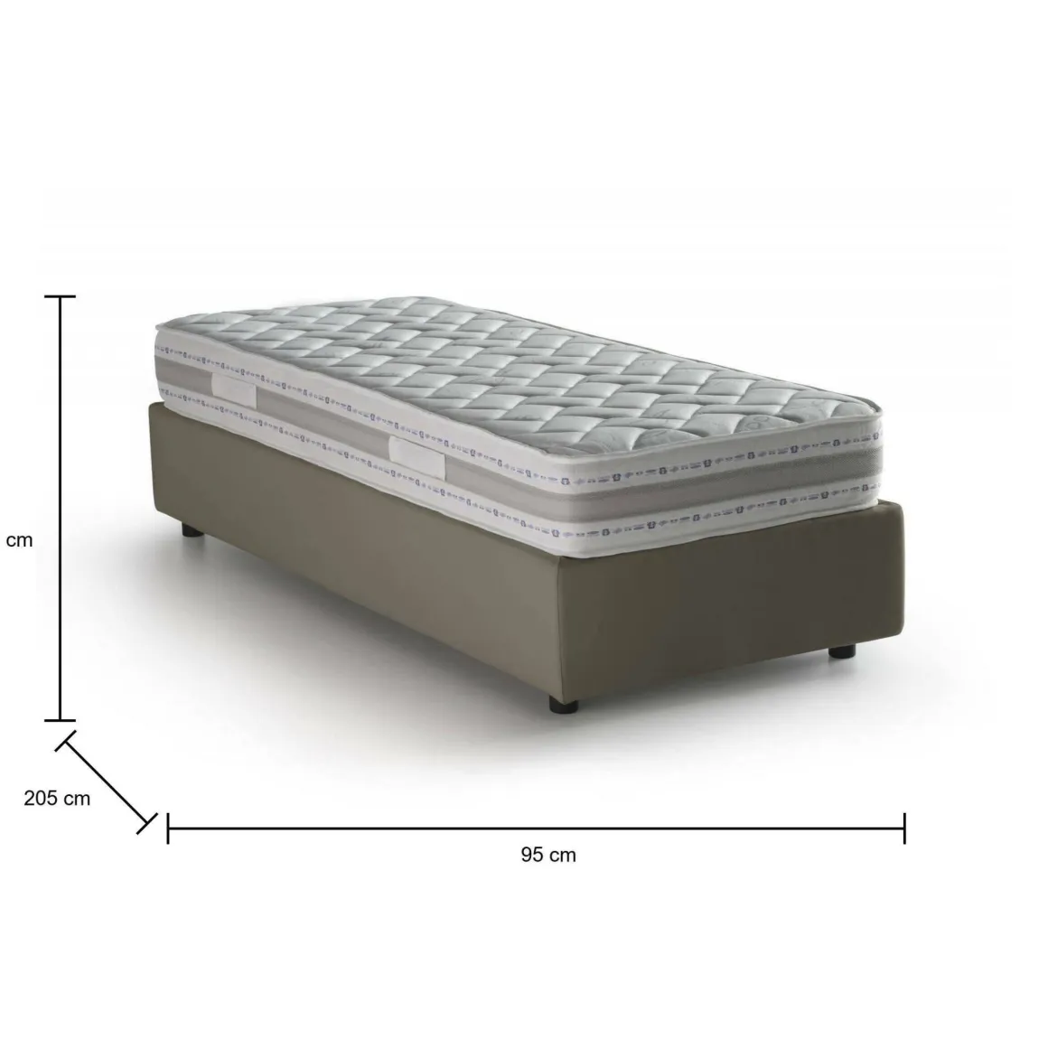 Letto una piazza con contenitore tortora 95x205 - Ermanna