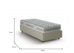 Letto una piazza contenitore beige 105x215cm rivestimento in tessuto - Aribal