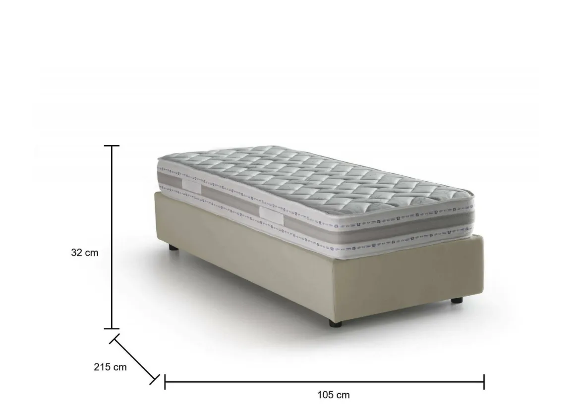 Letto una piazza contenitore beige 105x215cm rivestimento in tessuto - Aribal