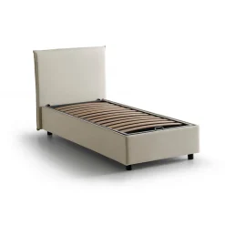Letto una piazza contenitore beige 95x215cm adatto per materasso 80x200 cm - Shana