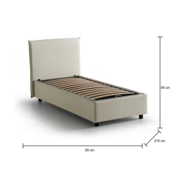 Letto una piazza contenitore beige 95x215cm adatto per materasso 80x200 cm - Shana