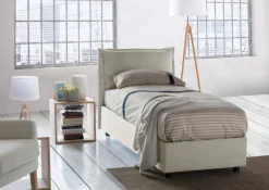 Letto una piazza contenitore beige 95x215cm moderno - Azzurrino
