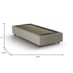 Letto una piazza contenitore beige 95x215cm sfoderabile - Ava