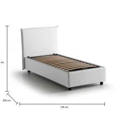 Letto una piazza contenitore bianco 105x205cm moderno - Ajan