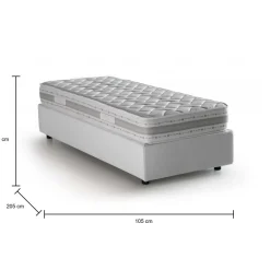 Letti Singoli|Letti Contenitore > Dmora Letto una piazza contenitore 105x205cm rivestito in ecopelle - UmmHakim Bianco