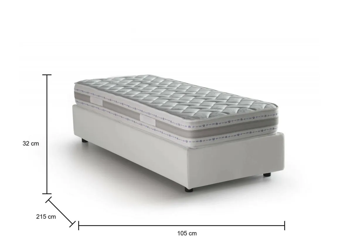 Letto una piazza contenitore bianco 105x215cm comodo - Richilde