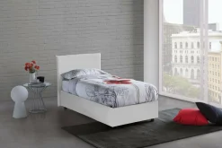 Letto una piazza contenitore bianco 105x215cm rivestito in ecopelle - ArtemisiaI