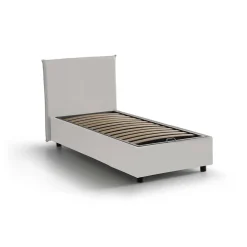 Letto una piazza contenitore bianco 105x215cm rivestito in ecopelle - ArtemisiaI