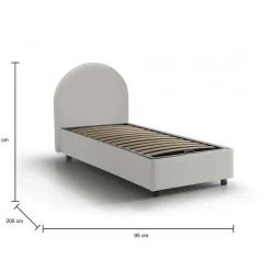 Letto una piazza contenitore bianco 95x205cm adatto per materasso 80x190 cm - Fedra