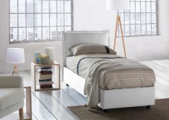 Letto una piazza contenitore bianco 95x215cm comodo - Azzurrino