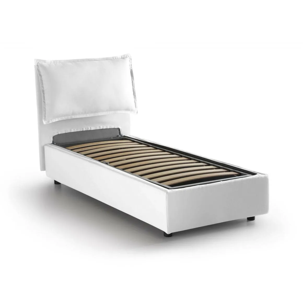 Letto una piazza contenitore bianco 95x215cm comodo - Azzurrino