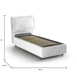 Letto una piazza contenitore bianco 95x215cm comodo - Azzurrino