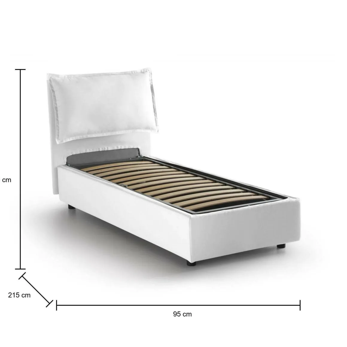 Letto una piazza contenitore bianco 95x215cm comodo - Azzurrino