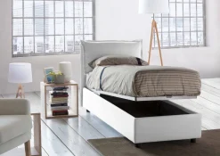 Letto una piazza contenitore bianco 95x215cm comodo - Azzurrino