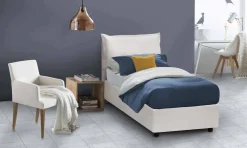 Letto una piazza contenitore bianco 95x215cm elegante - Perpetue