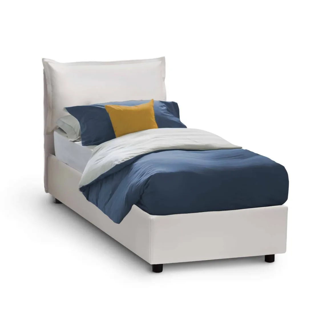 Letto una piazza contenitore bianco 95x215cm elegante - Perpetue