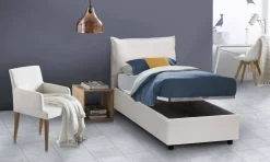Letto una piazza contenitore bianco 95x215cm elegante - Perpetue