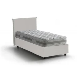 Letto una piazza contenitore bianco 95x215cm rivestimento in ecopelle - Domnitor