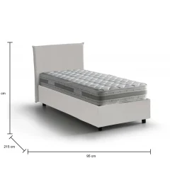 Letto una piazza contenitore bianco 95x215cm rivestimento in ecopelle - Domnitor