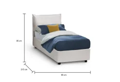 Letto una piazza contenitore bianco 95x215cm rivestito in ecopelle - Delhi