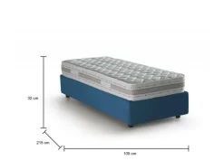 Letti Singoli|Letti Contenitore > Dmora Letto una piazza contenitore 105x215cm sfoderabile - Arzon Blu