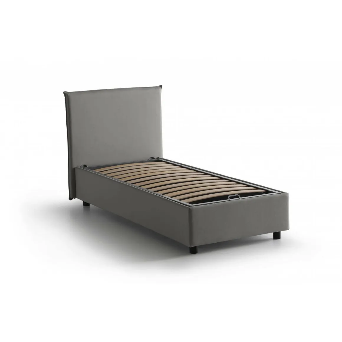 Letto una piazza contenitore grigio 105x205cm rete inclusa - Ajan