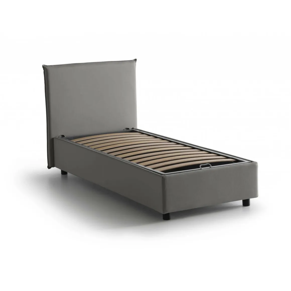 Letto una piazza contenitore grigio 105x215cm rete inclusa - Alder