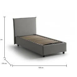 Letto una piazza contenitore grigio 105x215cm rete inclusa - Alder