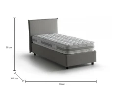 Letto una piazza contenitore grigio 95x215cm rivestimento in tessuto - Boudicca