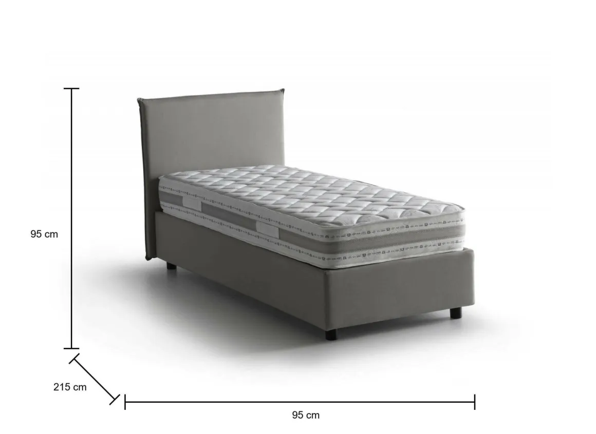Letto una piazza contenitore grigio 95x215cm rivestimento in tessuto - Boudicca