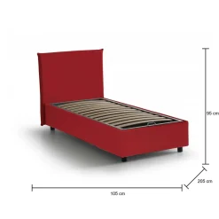 Letto una piazza contenitore rosso 105x205cm adatto per materasso 90x190 cm - Ajan