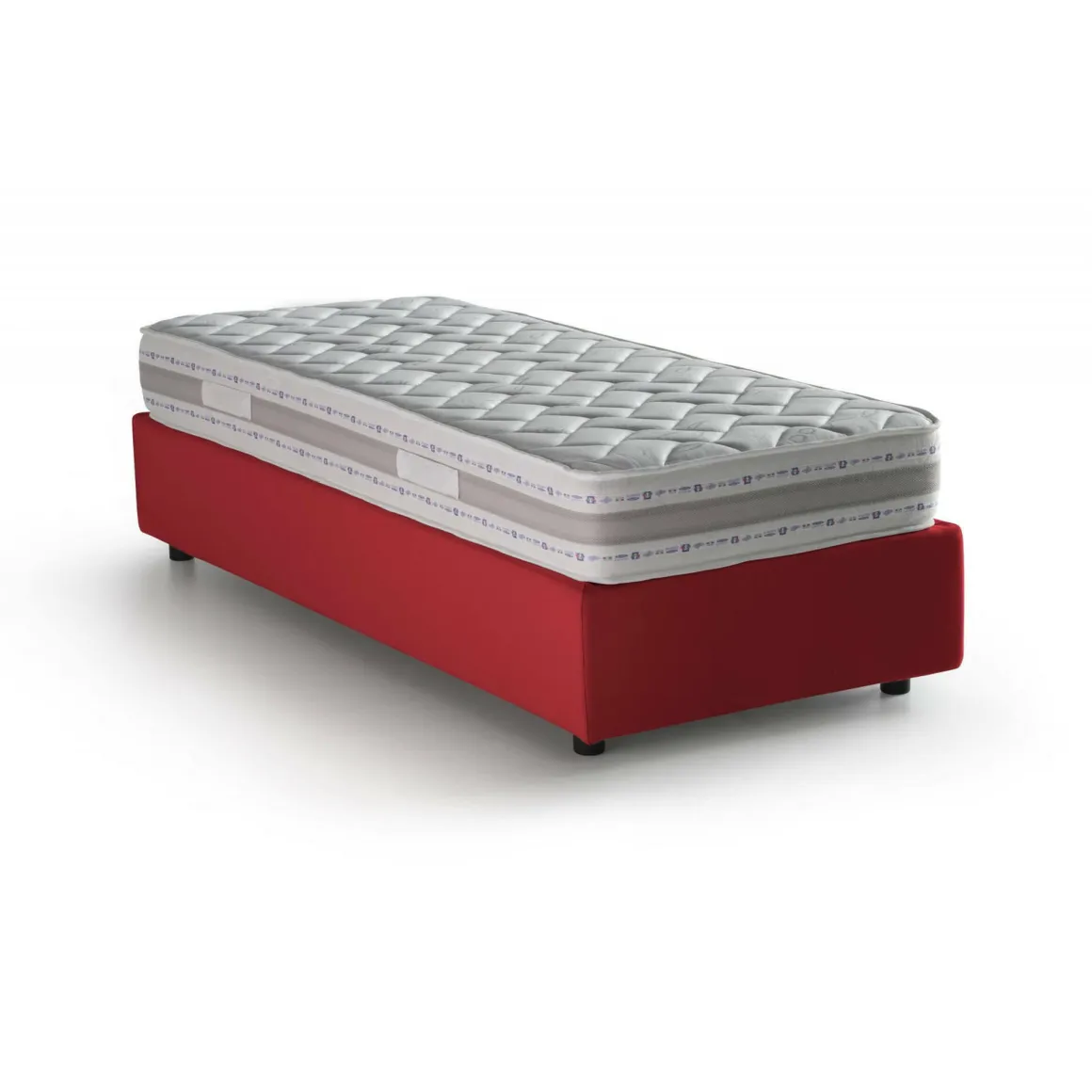 Letto una piazza contenitore rosso 105x215cm materasso incluso - Aribal