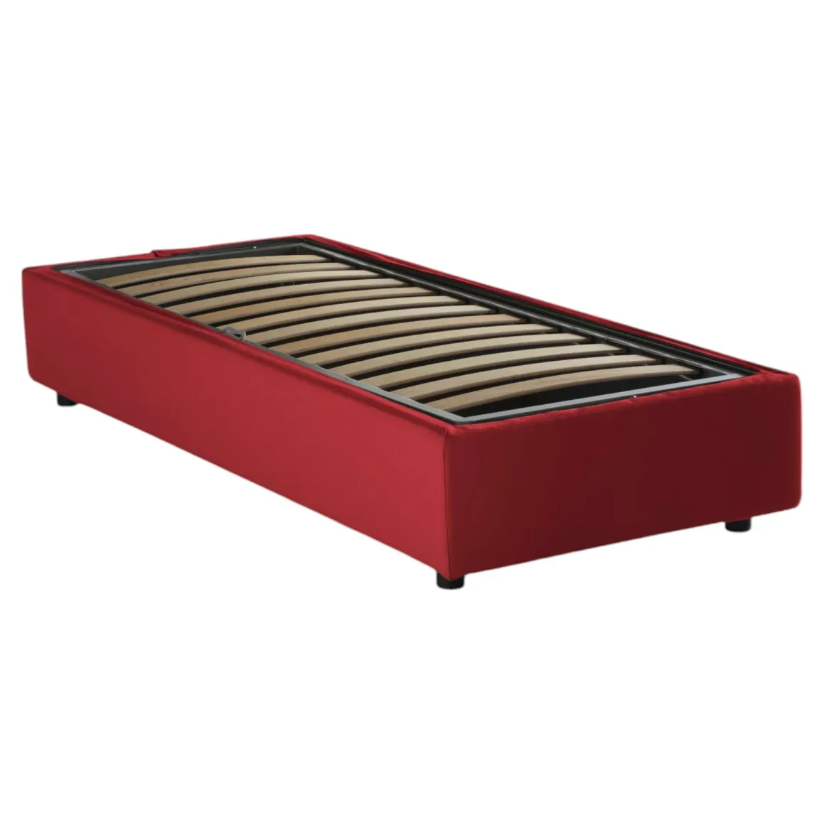 Letto una piazza contenitore rosso 105x215cm materasso incluso - Aribal
