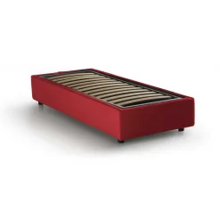 Letto una piazza contenitore rosso 95x215cm sfoderabile - Ava