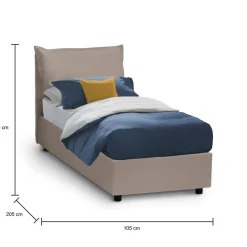Letto una piazza contenitore tortora 105x205cm comodo - Amandola