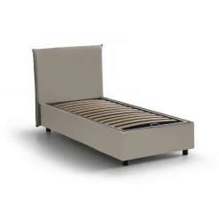 Letto una piazza contenitore tortora 105x205cm rivestito in ecopelle - UmmHakim