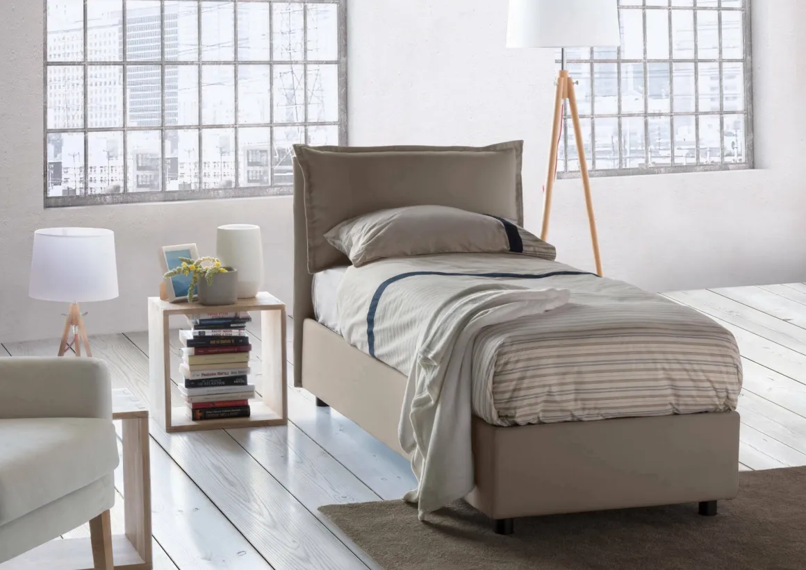 Letto una piazza contenitore tortora 105x215cm moderno - Arzon