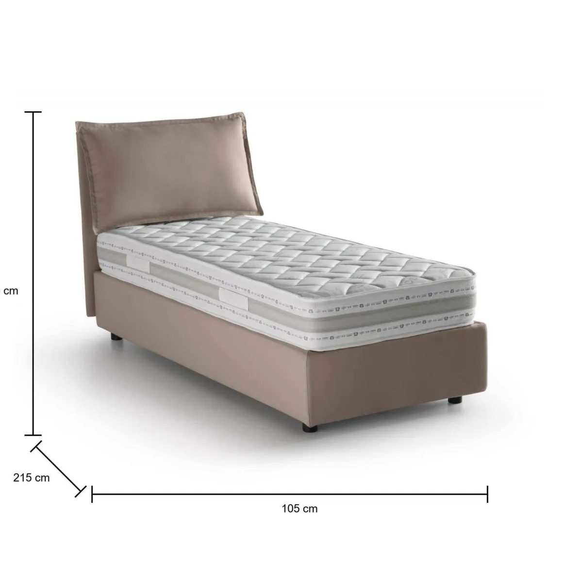 Letto una piazza contenitore tortora 105x215cm moderno - Arzon