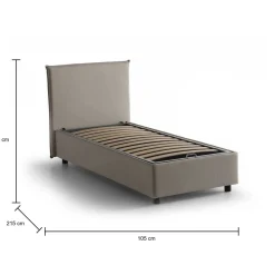 Letto una piazza contenitore tortora 105x215cm sfoderabile - Alder