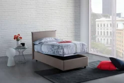Letto una piazza contenitore tortora 105x215cm sfoderabile - Alder