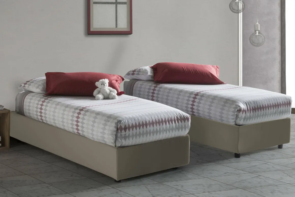 Letto una piazza contenitore tortora 95x205cm design - Andry