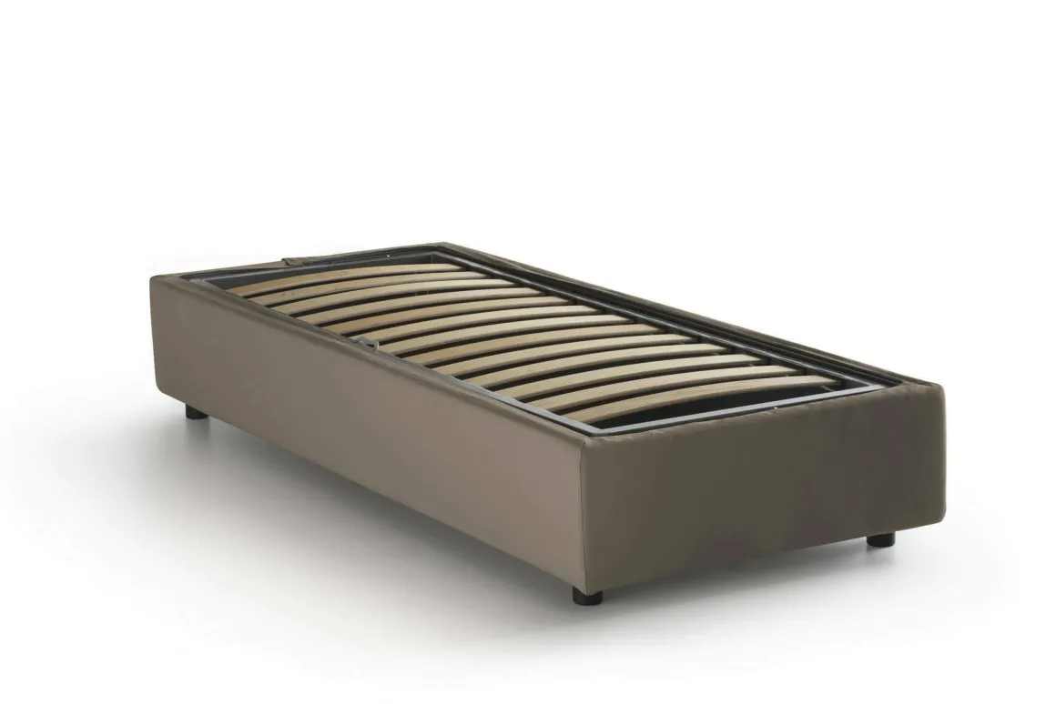 Letto una piazza contenitore tortora 95x205cm design - Andry