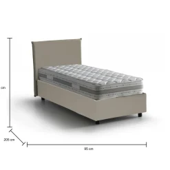 Letto una piazza contenitore tortora 95x205cm sfoderabile - Tashkent