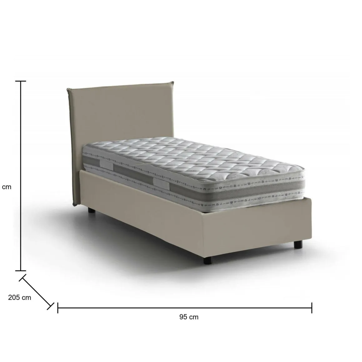 Letto una piazza contenitore tortora 95x205cm sfoderabile - Tashkent