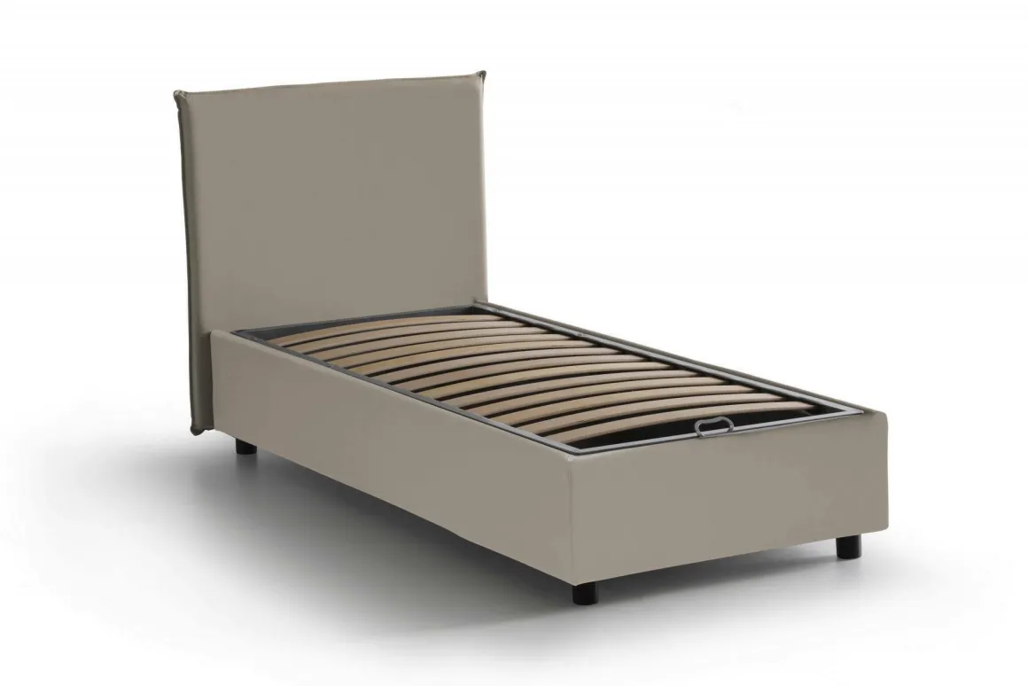 Letto una piazza contenitore tortora 95x205cm sfoderabile - Tashkent