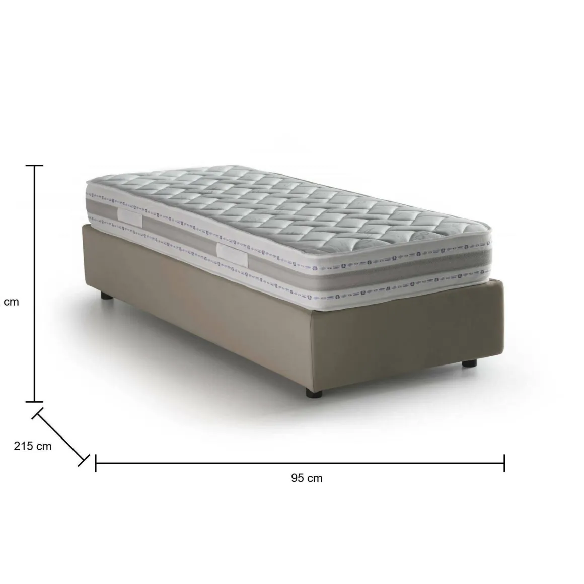 Letto una piazza contenitore tortora 95x215cm comfort - Avova